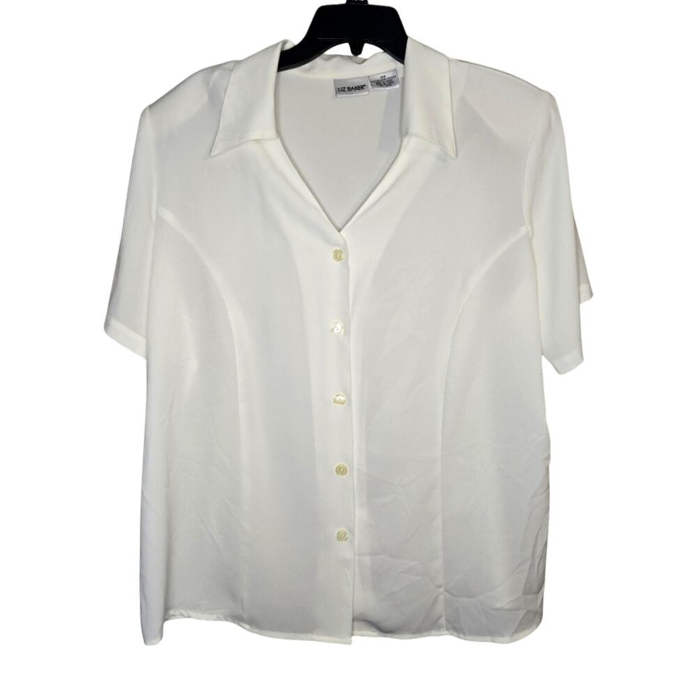 Liz Baker 18W Classic White Button Front Blouse [0117]